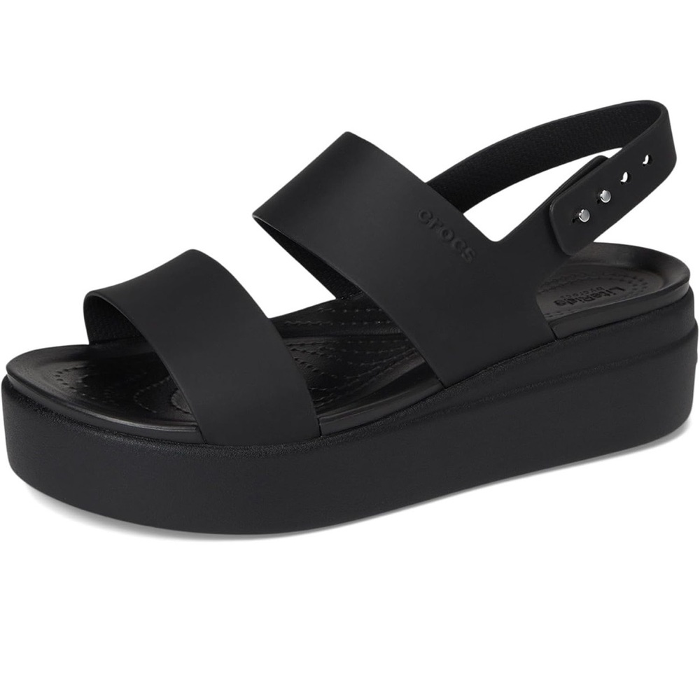 CROCS Women’s Black Platform Dual-Band Slingback Sandal - Picture 3 of 4